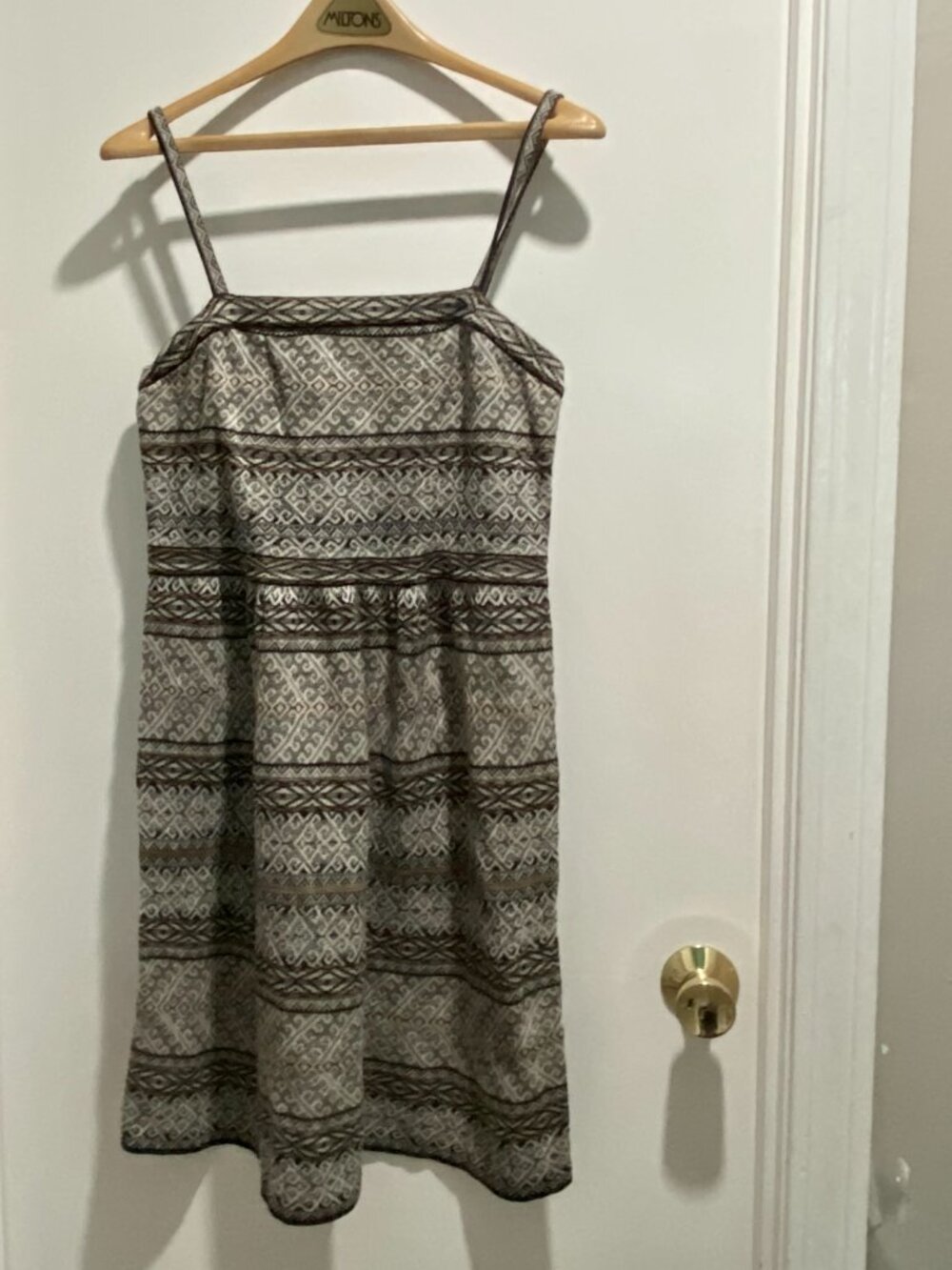 Peruvian Conn. Cotton Knit Spaghetti Strap Preppy School Work Knee Dress S/M